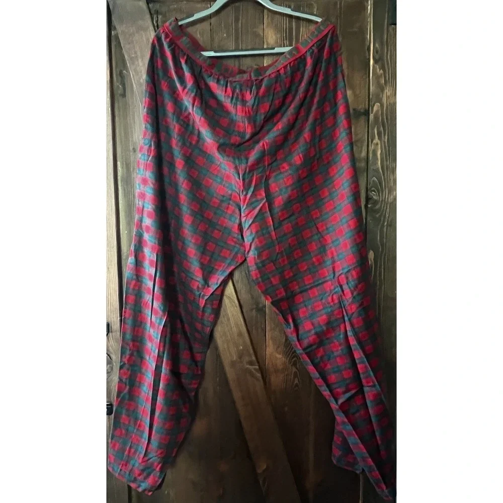 Disney Store Mickey Lounge Pants XL Red Green Checkered Pajama Button Fly Nwot